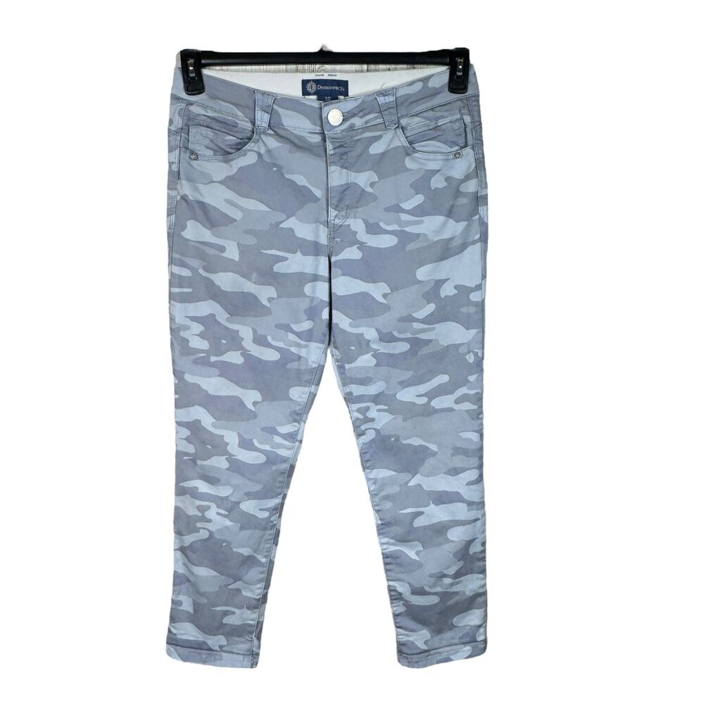 Democracy SZ 12 "Ab"solution Ankle Pants Camo Stretch Mid-Rise Pockets Zip-Fly